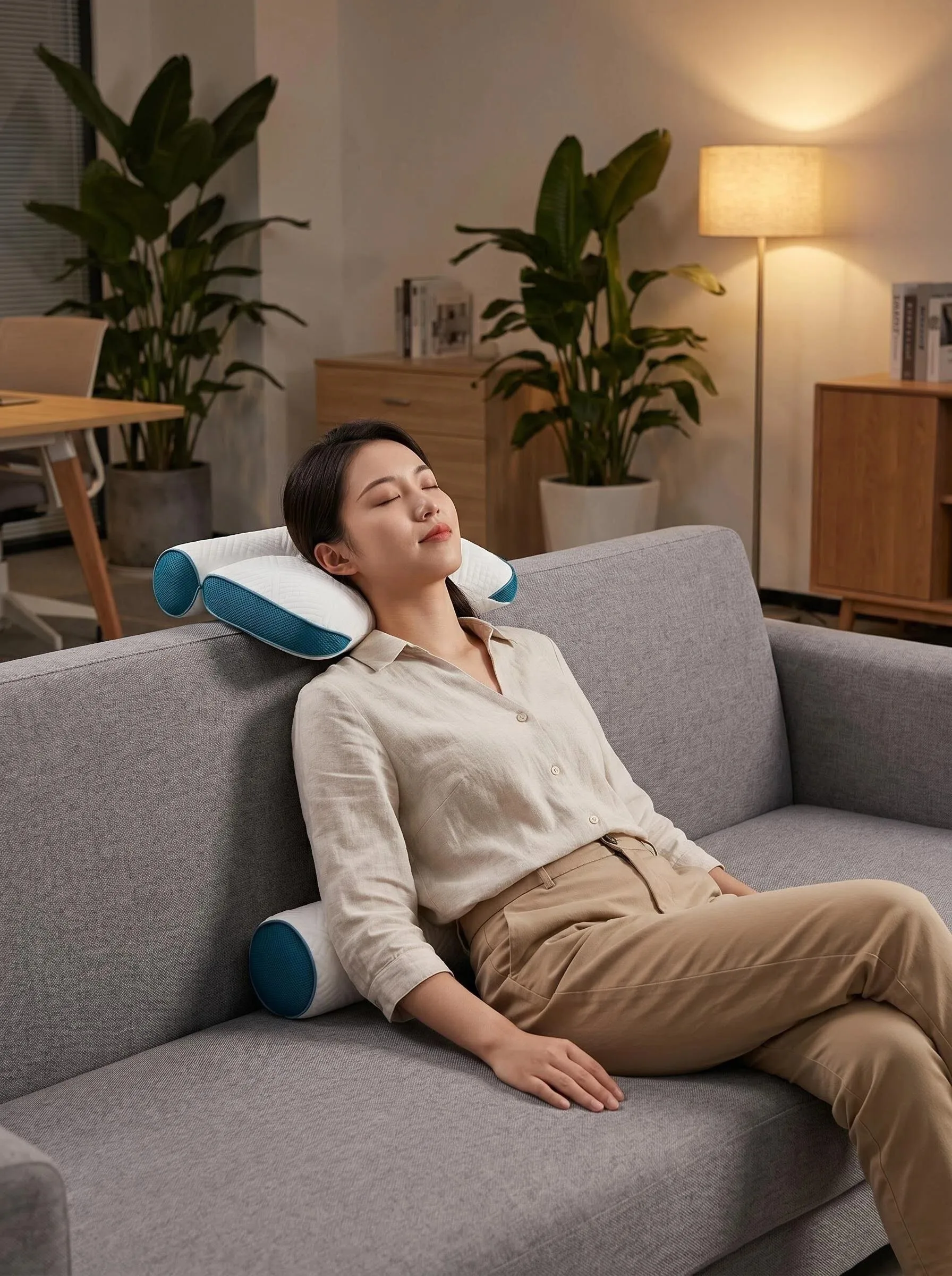 Travesseiro ergonômico de apoio para pescoço cervical dos EUA para alívio da dor, travesseiro de dormir ortopédico respirável para travessas laterais traseiras, roupa de cama