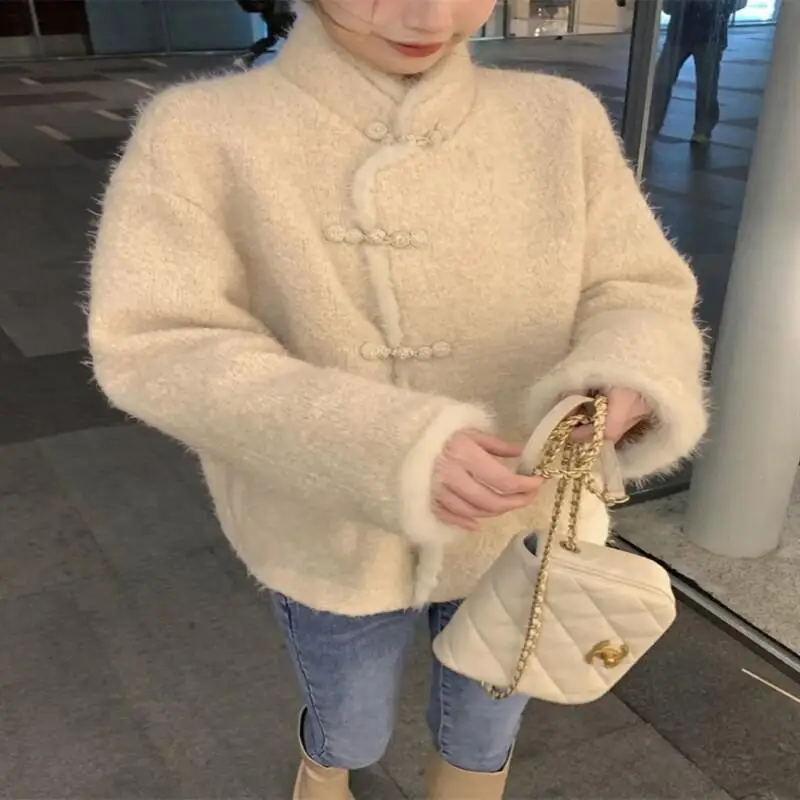 

Универсальная женская корейская одежда с длинными рукавами для поездок на работу, классический кардиган в стиле ретро для свитеров, верхнее женское пальто, топы для улицы