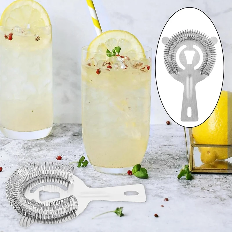 Saringan Cocktail, alat saringan Bar-2PCS dengan kepadatan tinggi pegas, saringan minuman Stainless Steel