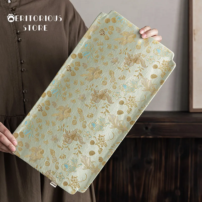 Tapete de té de brocado, tapete para taza china, tapete grande Zen, posavasos impermeable de doble cara, mantel resistente al calor, accesorios para té