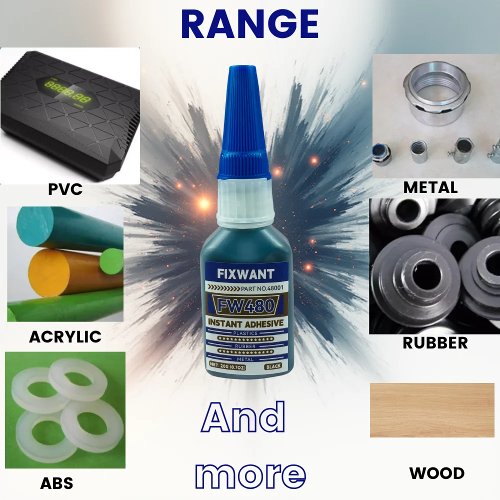 1-10 bouteilles 20g 480 Super colle noire rapide-Bondig adhésif instantané cuir plastique caoutchouc bois métal colle liquide Extra forte