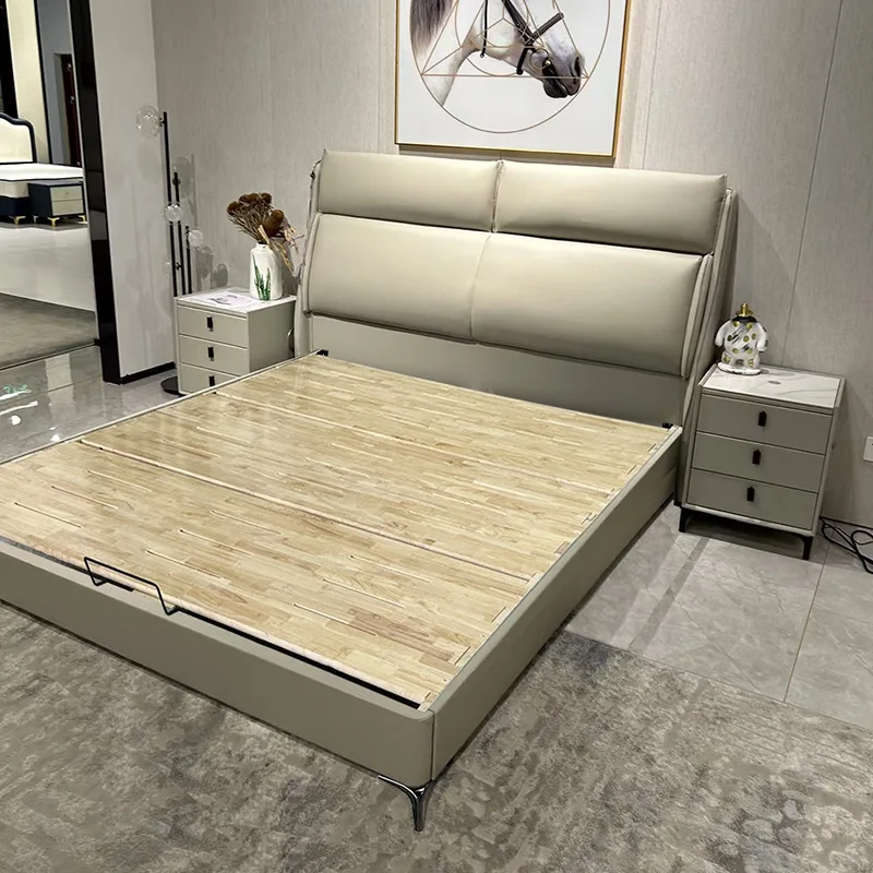 سرير إيطالي فاخر وخفيف الوزن من جلد البقر من الطبقة الأولى #2