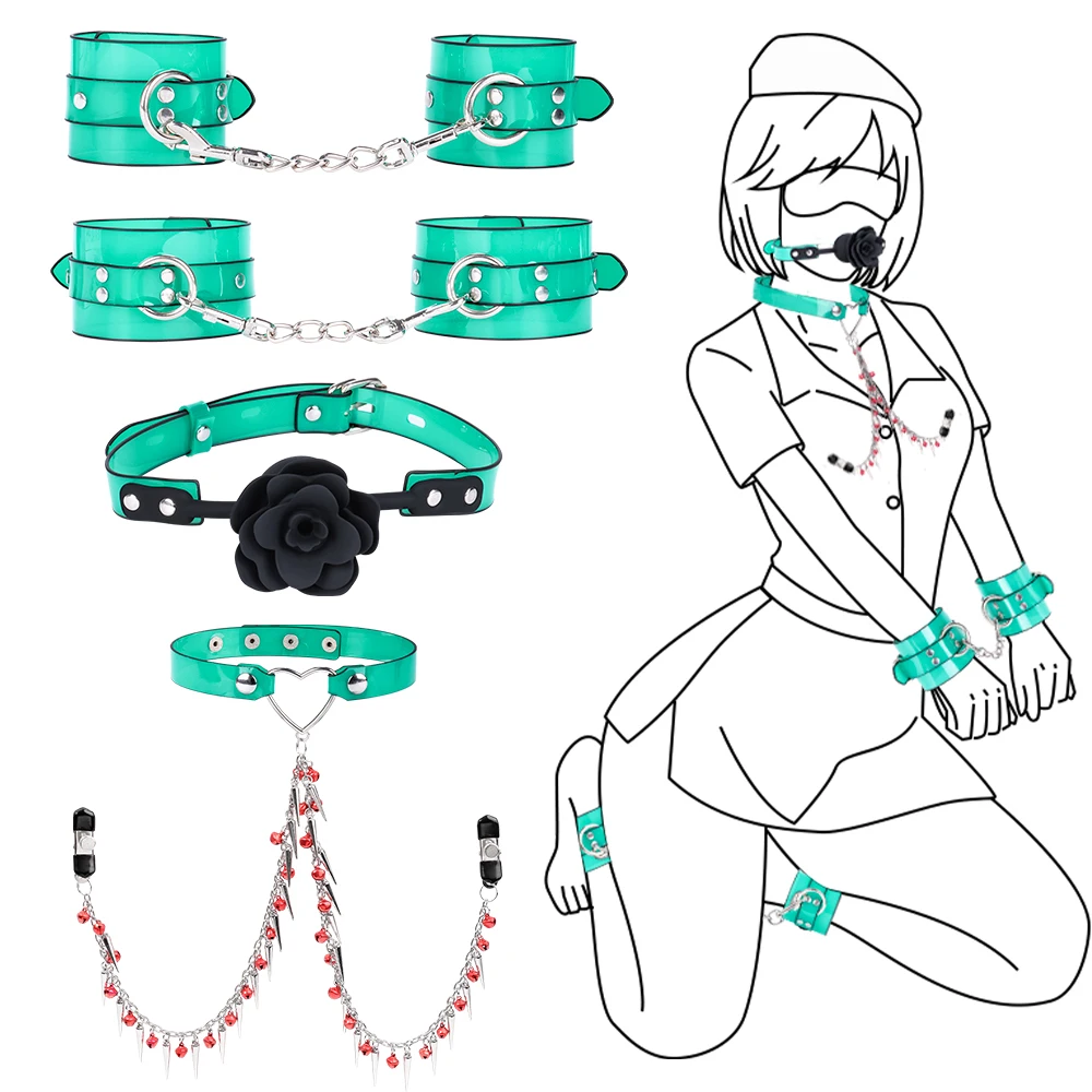 مجموعة ضبط النفس الجلود عبودية ، BDSM الجنس لعب الكبار ، مجموعات تأثيري الموضة ، معاقبة SM لالعاطفة صنم ، مجموعات 4 قطعة #1