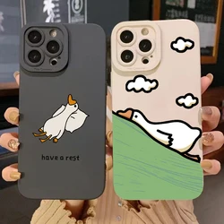 Leuke Cartoon Eend Telefoonhoesje Voor Samsung Galaxy S23 Ultra S22 Plus S21 S20 Fe Note20 A14 A34 A54 A13 A33 A53 A 32 A 52S Zachte Hoes