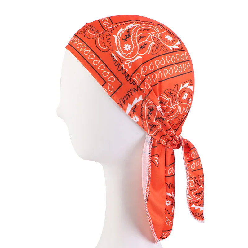 Unisex Women Men Bandana Hat Stretchy paisley Durag Print Breathable Chemo Turban Fashion Headwrap Headwear Pirate Head Scarf