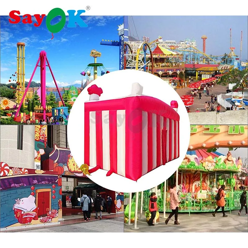 

20ft Inflatable Food Drink Tent Booth Concession Tent Inflatable Stand Booth With Curtains For Party Show Pormotion