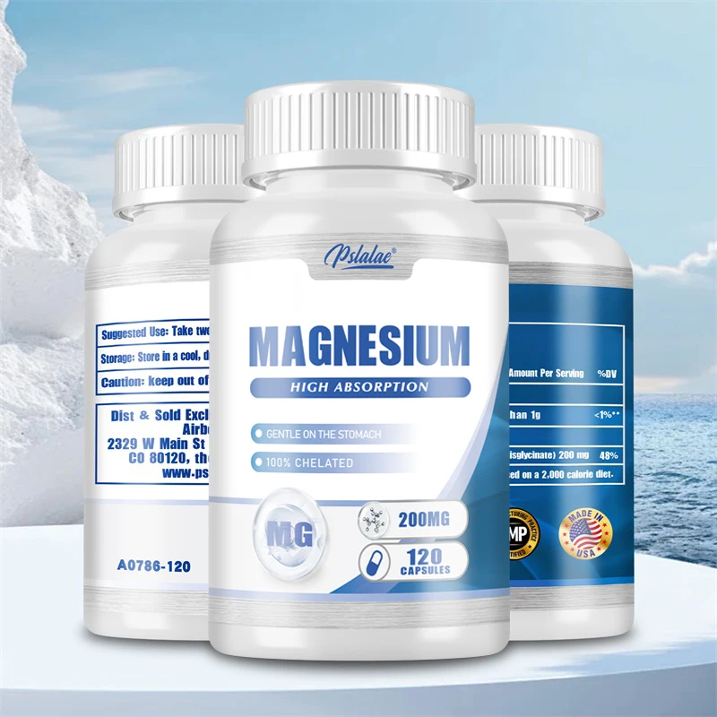 Magnesium Capsules 200mg - Magnesium Glycinate Supplements - Heart, Nerve and Bone Support, Help Natural Sleep