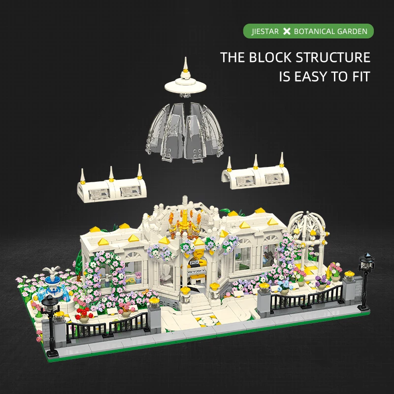 Retro Architecture Garden Square Building Blocks Atmosphere Lights Creative Streetscape Big Model Bricks Toys