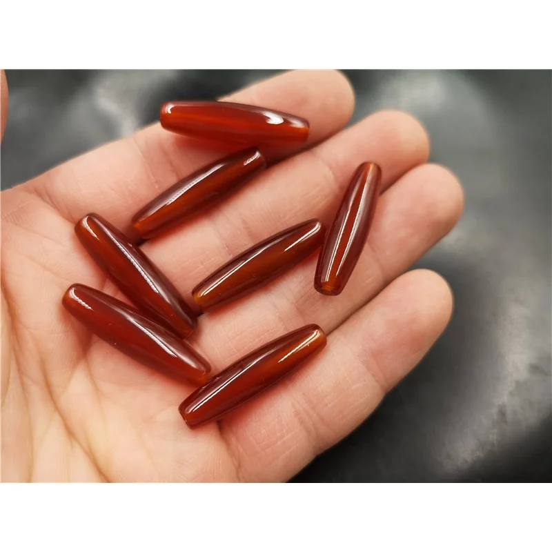 Cheap Jade Red Agate Bead Le Zi 8*30mm Carnelian Rice Beads Bulk Batch