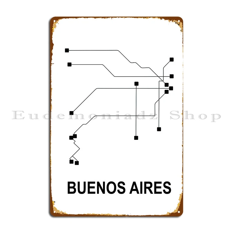 Buenos Aires Subway Maps Metal Sign Party Classic Garage Wall Mural Tin Sign Poster