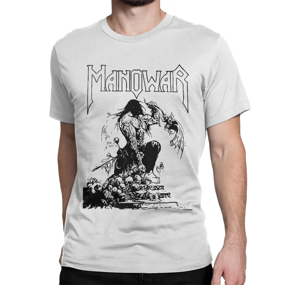 Manowar for Men Women T Shirts Heavy Metal Rock Novelty Tees Short Sleeve Crew Neck T-Shirt 100% Cotton Classic Tops