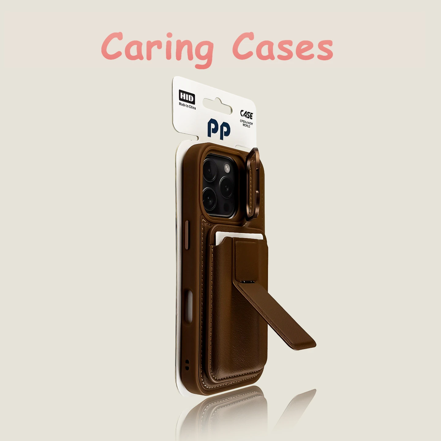 

Для iPhone 16 Pro Max Чехол Коричневый Магнитный Держатель Для Карты Подставка Для Объектива Премиум Кожаный Роскошный Чехол Совместим с iPhone 15 14 13 12