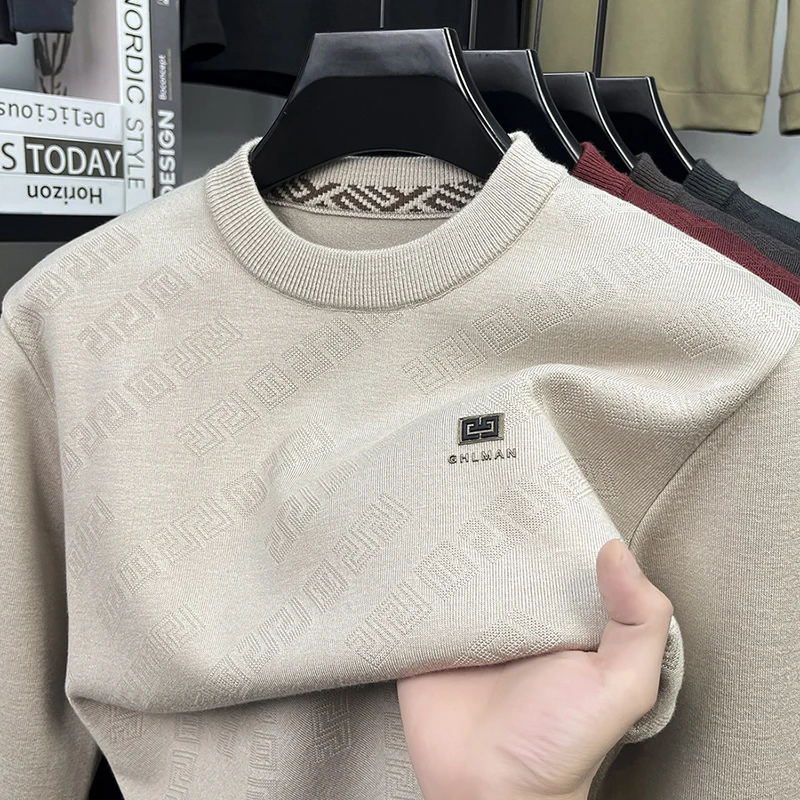

Light luxury men round neck sweater designer new item fashion brand casual knitting pullover exquisite letter embossed trend top