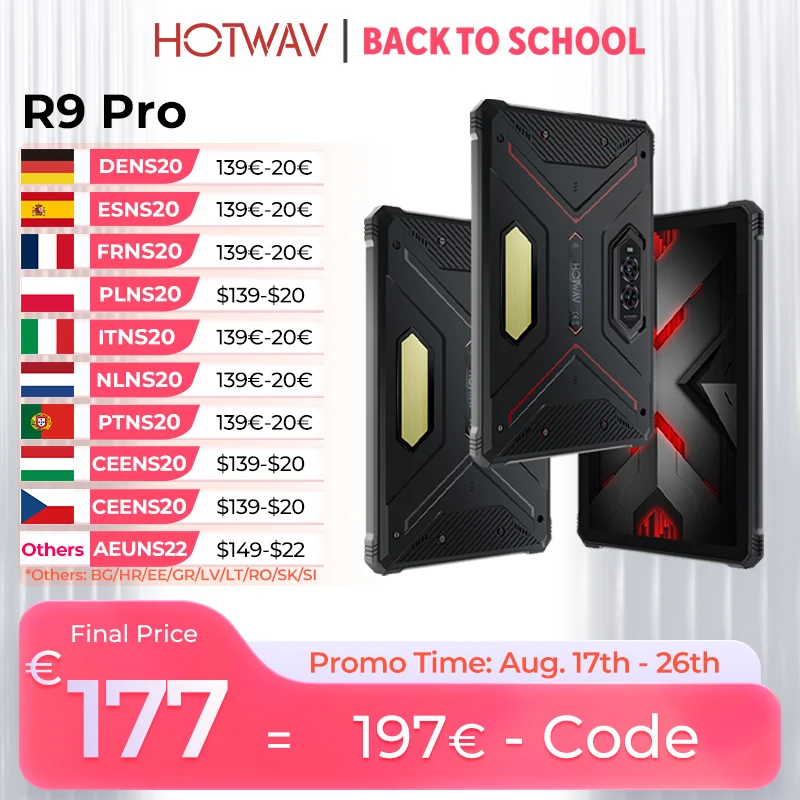 HOTWAV R9 Pro Robustes Tablet Android 14 11" FHD+ 20080mAh Pad 64MP Rückkamera 6GB 256GB Tablet-PC Mit Super-Campinglicht