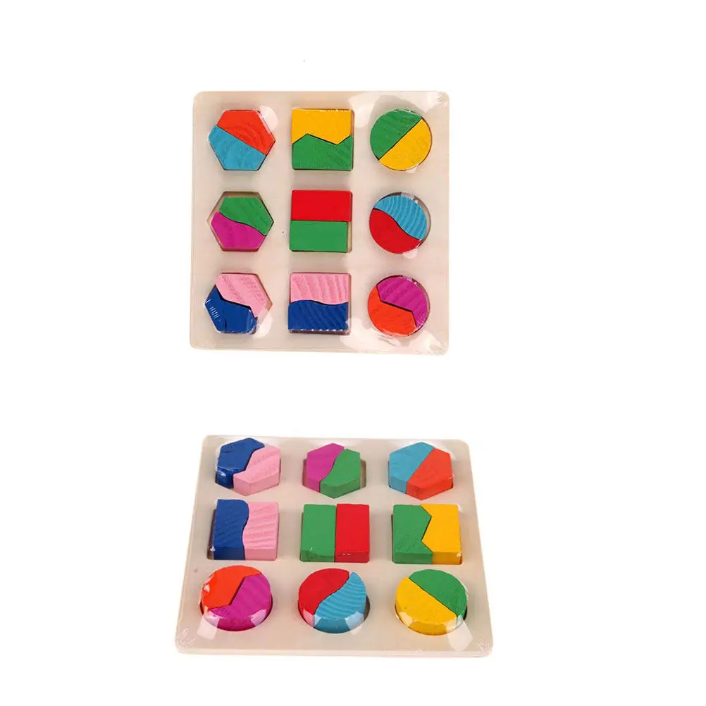 3Pcs Premium Wood Geometry Matching Boards Kids Learning Puzzle for Shape Recognition Color Identification Early Development