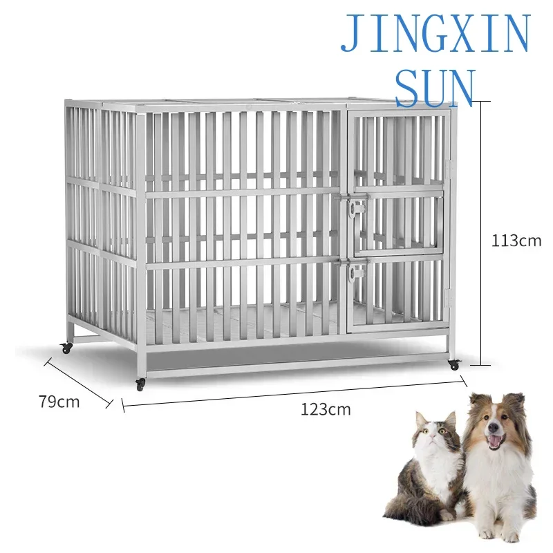 Heavy Duty Rolling Dog Veterinary Cages Stainless Steel Metal Dog Kennels Large For Dogs Pet Cages