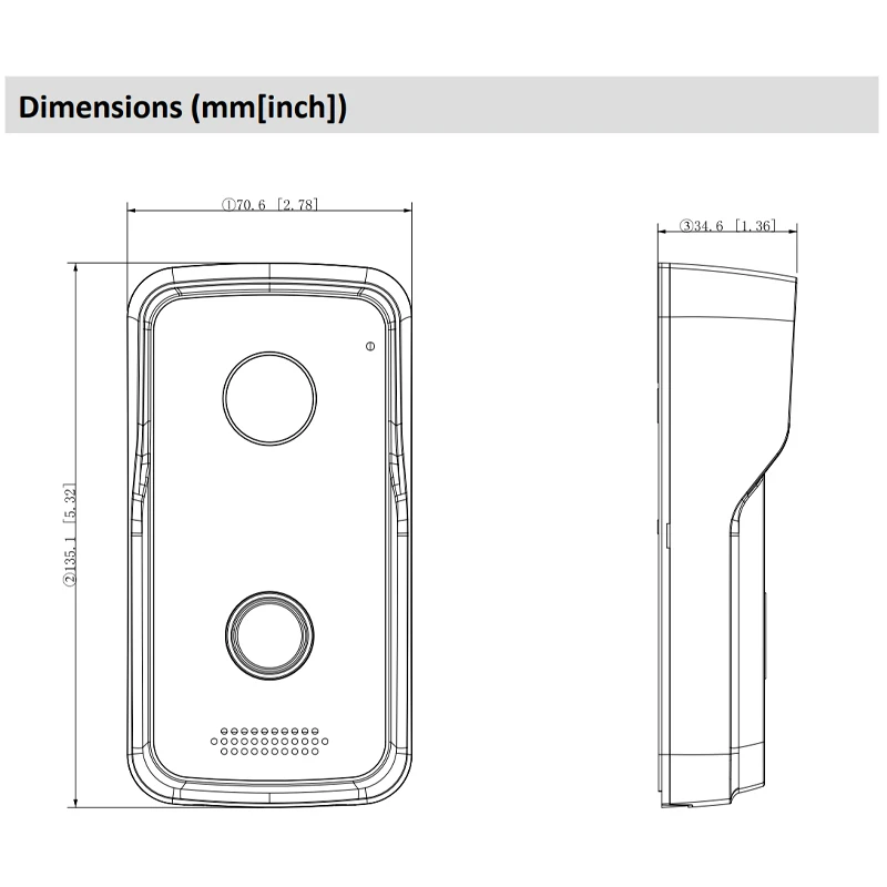 Dahua VTO2111D-P S2 S3 Videocitofono Campanello Telecamera PoE esterna Visione notturna Telecamera completamente digitale Supporta APP e sblocco scheda IC