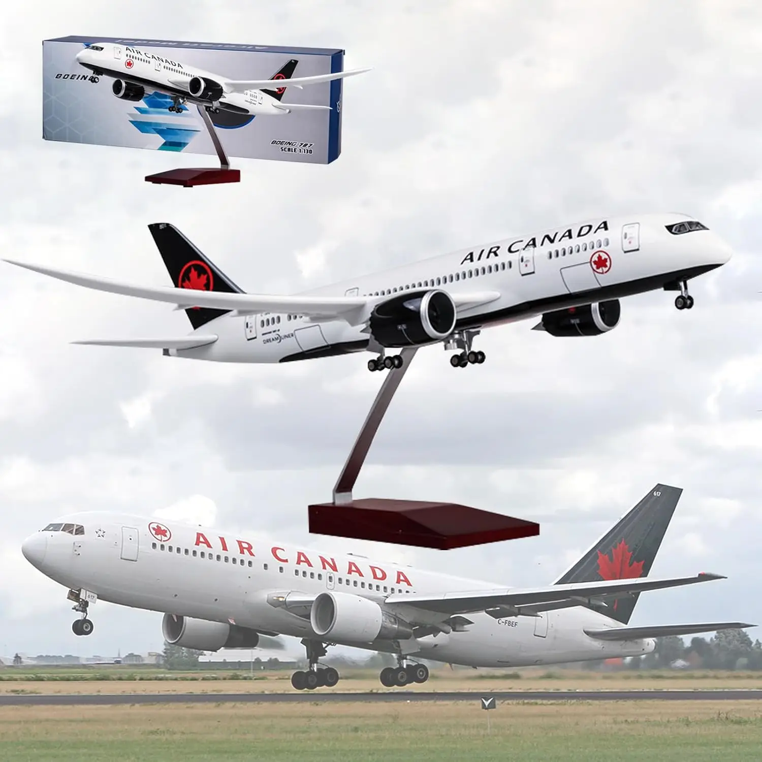 

47CM B787 Canada Airline Airplane Model W Light &Wheels Resin Diecast Aircraft Collected Gift Aviation Airplanes kids toys