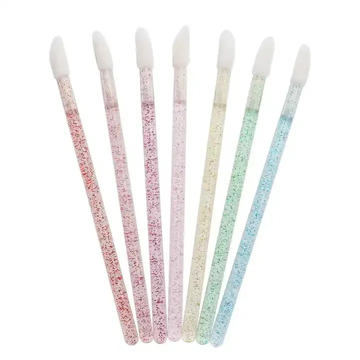 500pcs Disposable Glitter Lip Beauty Brushes Crystal Micro Lip Gloss Applicator Shining Cleaner Makeup Tools