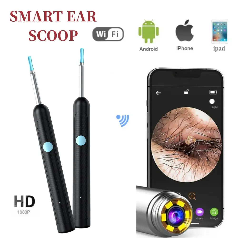

1080P WIFI очиститель ушей с камерой, инструмент для удаления ушной серы, ушные палочки, отоскоп, эндоскоп, инструмент для удаления воска, набор для чистки ушей