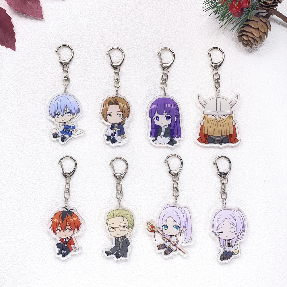 8Pcs Anime Frieren: Beyond Journey's End Cute Keychain Accessories Acrylic Charms Pendant For Bag Key Holder Backpack Decoration