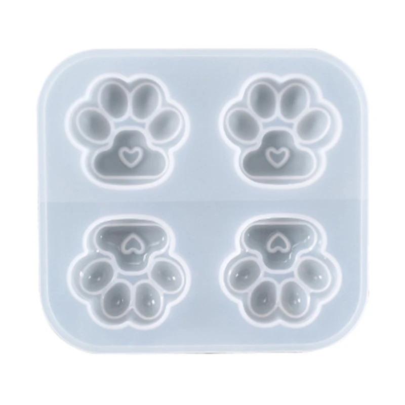 Shiny Glossy Silicone Resin Molds for Cat Paw Silicone Mold DIY Keychain Pendant Jewelry Epoxy Resin Crafting Molds