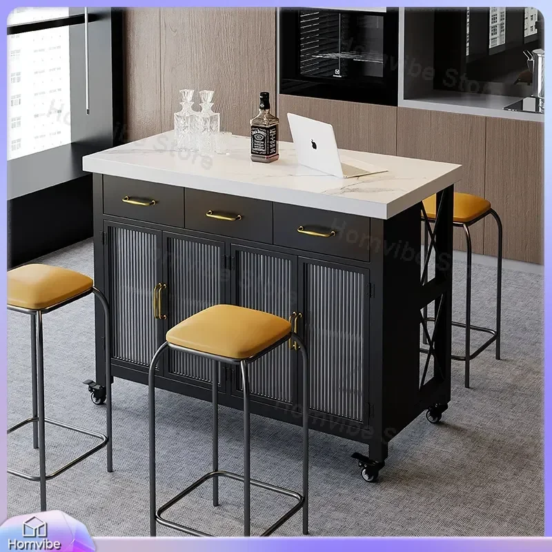 Modern Kitchen Island Cabinet with Storage Mobile Center Table Dining Room Sideboard Buffet Server Workbench Tea Bar Unit