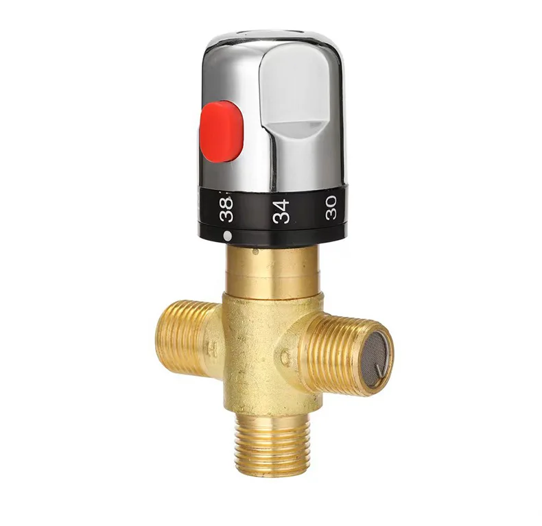 صمام لولبي 1 PCS DN15 Brass Thermostatic Mixing Valve , Kitchen Bathroom Hot and Cold Temperature Shower Faucet Control Thermostat Valve الماء والبخار — تفصيل 2