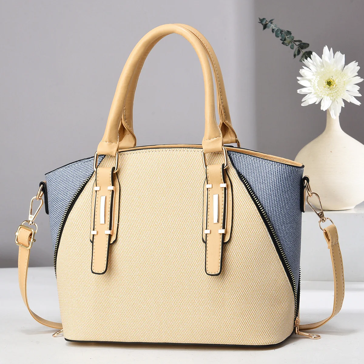 Larger Capacity Tote Bag Women'S Waterproof Handbags Color Blocking Fashionable Shoulder Bag Ladies Classic Single Shoulder Bag