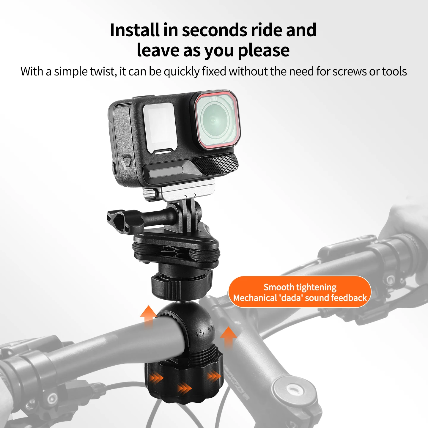 Bike Handlebar 3 Axis Gimbal Anti-Shock Mount Holder For GoPro 13 12 11 Insta360 DJI Osmo Action Camera Accessories