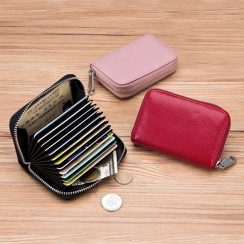 

Women Wallet Clutch Purse ID Credit Card Bag Badge Holder Card Case Fashion Solid Color Men Genuine Leather Wallet Coin Purse