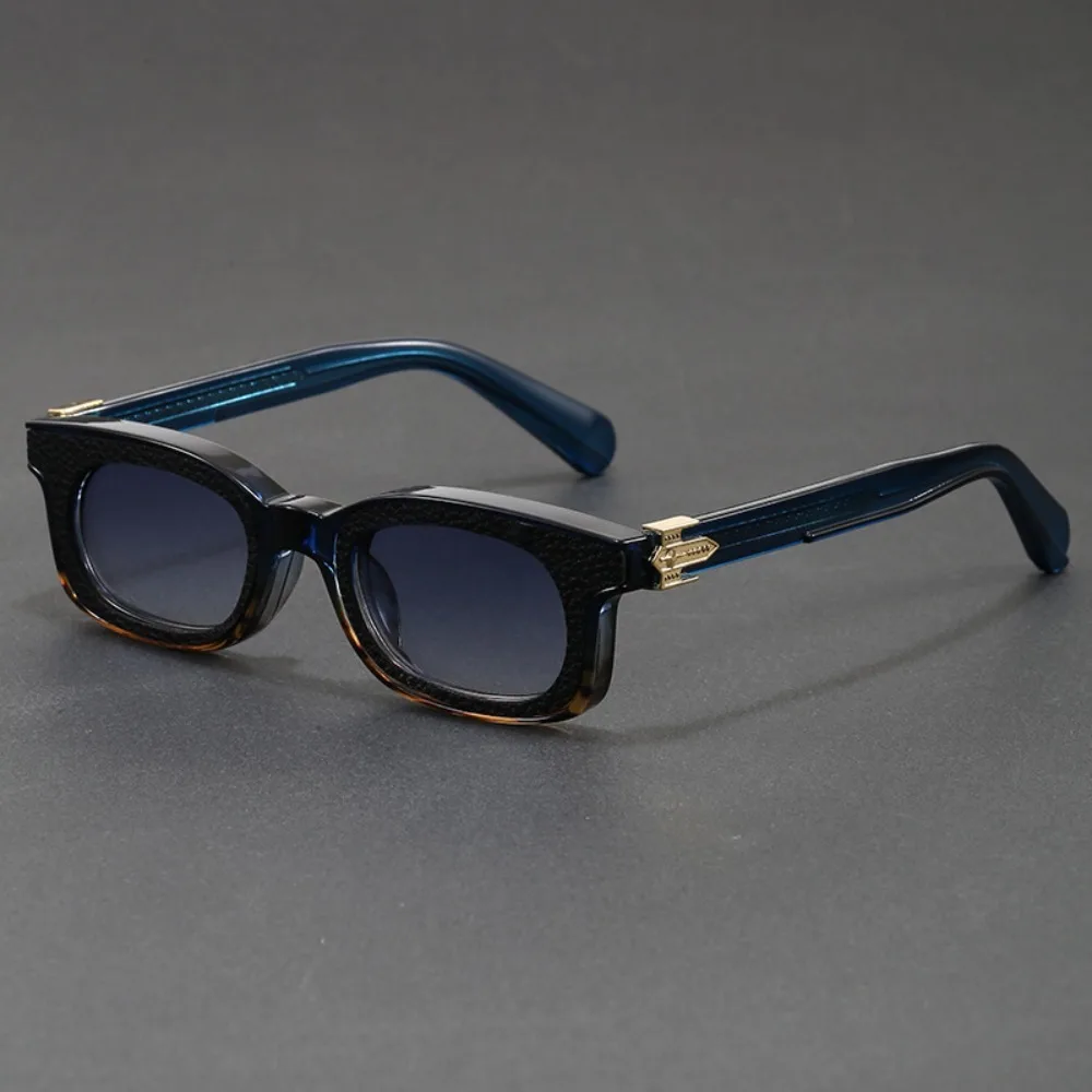 Unique Leather Texture Sunglasses Small Square Frame Multi Function Premium Sunglasses for Men Women Retro UV400 Glass Lens Sun
