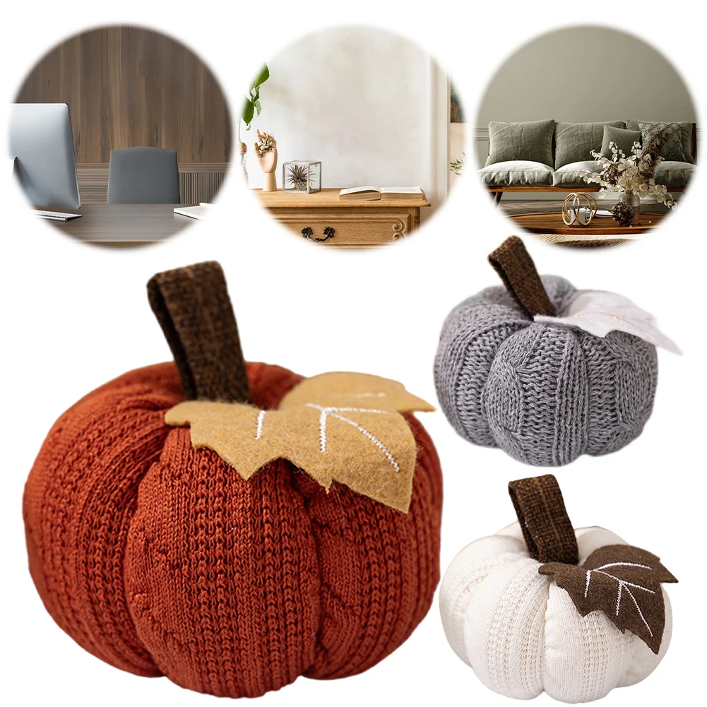 Crochet Pumpkins Decoration Handmade Harvest Crochet Pumpkin Autumn Artificial Pumpkin for Farmhouse Mantel Decor