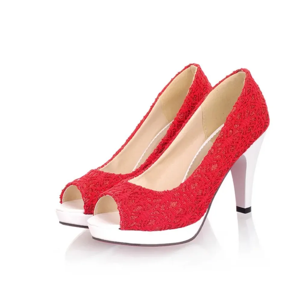 High Heels Women Sandals Summer Elegant Fashion Peep Toe for Party Dress Wedding Shoes Bride Platform Sandals Big Size 43 D34