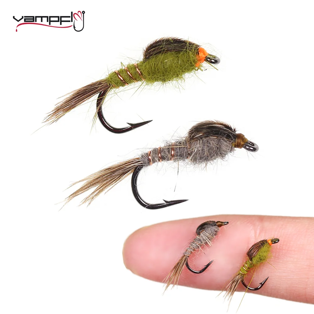 

Vampfly 6pcs #14 Hare's Ear Nymph Barbed Dry Fly Artificial Insect Baits Trout Grayling Bluegill Perch Fishing Lures