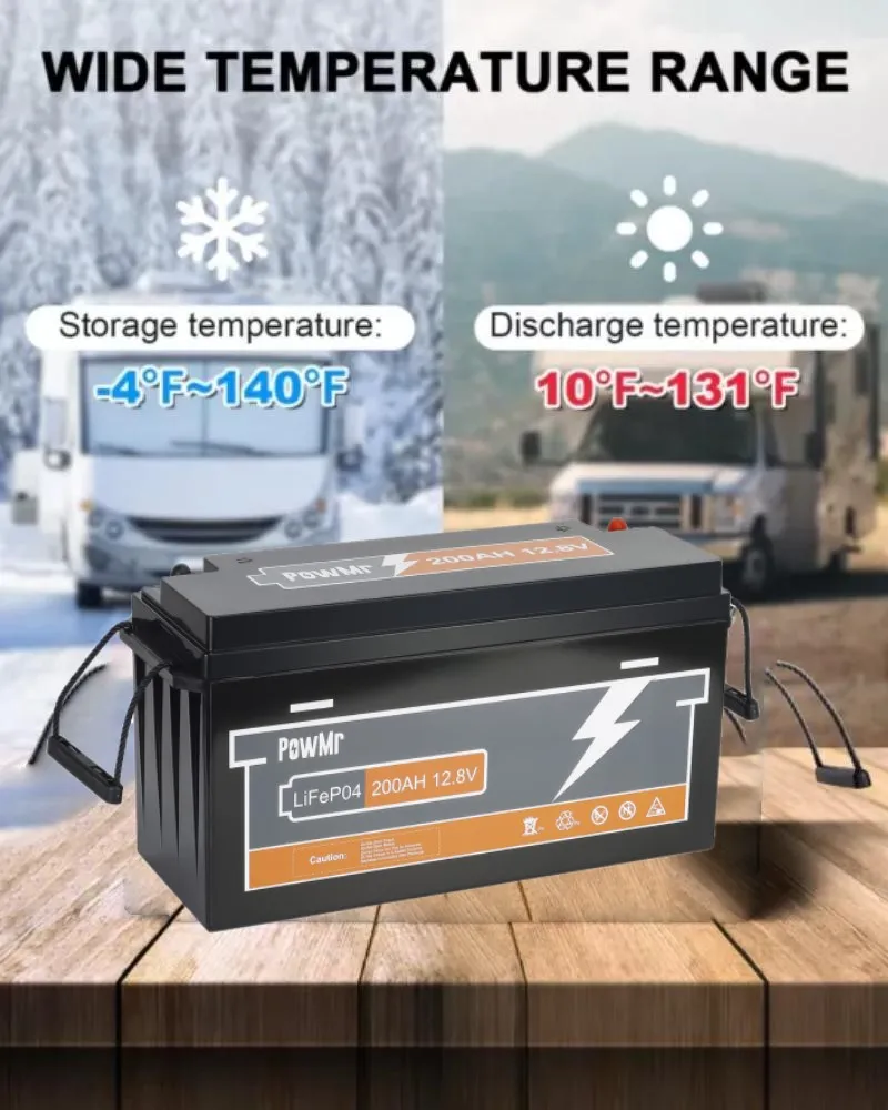 12V 200Ah LiFePO4 Lithium Battery Pack 2.5KWH 6500+ Cycles BMS Iron Phosphate Battery RV Boat Yacht Solar Energy Storage System