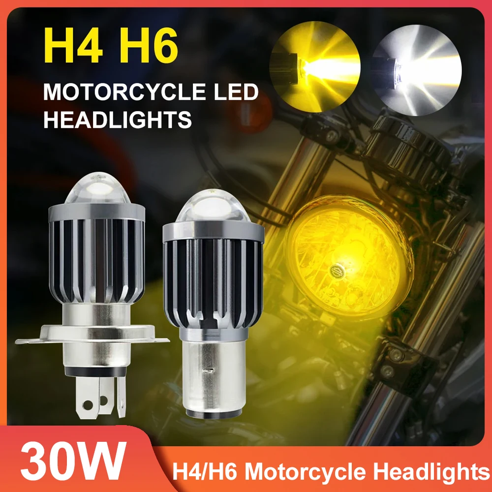 

H4/H6 Mini Motorcycle Headlights 30W 12V 1000LM CSP LED Lights For Motorcycle High/Low Beam Led Spotlight Super Bright Fog Lamp