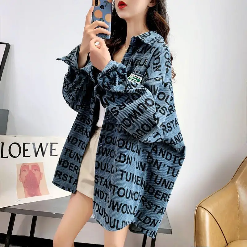 

Office Lady Simplicity Blouses Fashion Loose Casual Spring Autumn Thin Turn-down Collar Buttons Long Sleeve Women's Clothing