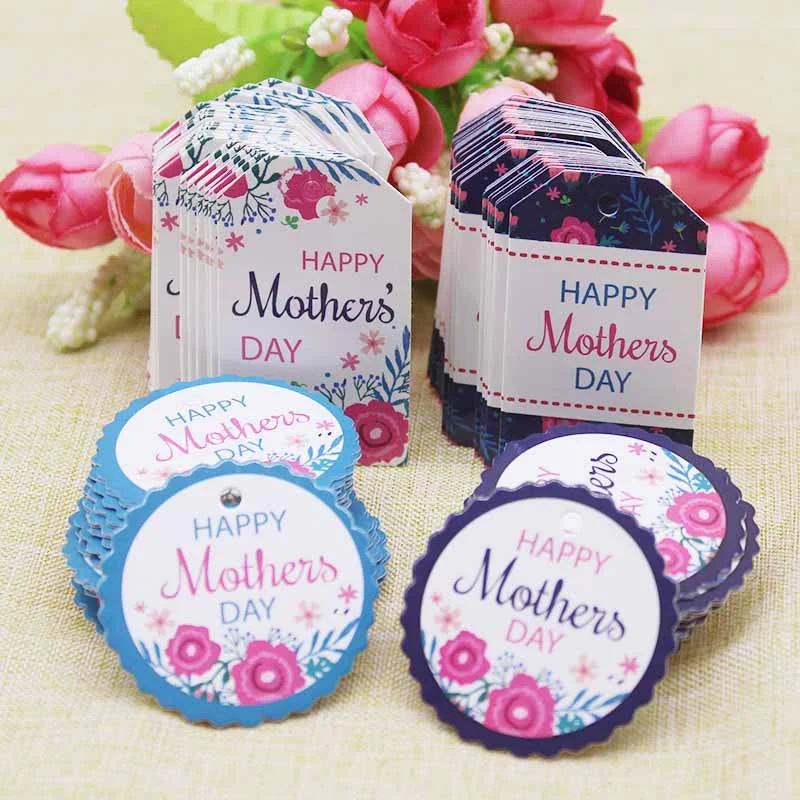 New diy Happy father\'s/mother\'s day package gifts hang tag 5x3cm /4x4cm 50tag white round paper party suppiles card tag