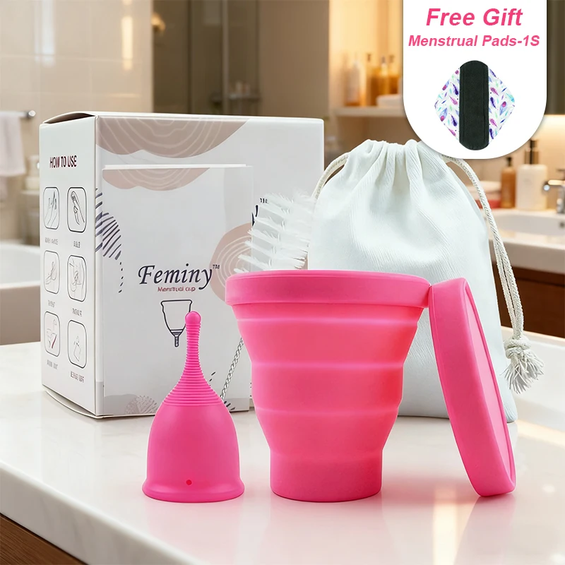 Hypoallergenic Certified Menstrual Cup With Sterilizer Kit Soft Woman Period Cup Menstrual Silicone Medical Cycle Menstrual Bowl