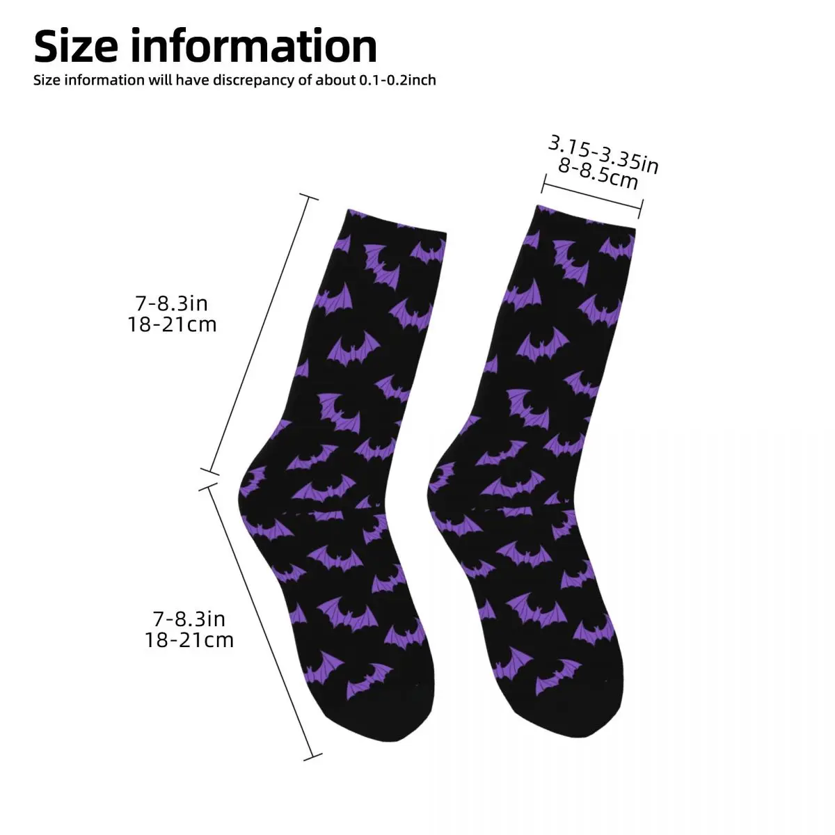 Halloween Bats Stockings Black and Purple Design Kawaii Socks Autumn Anti Bacterial Socks Women Men Skateboard Warm Soft Socks