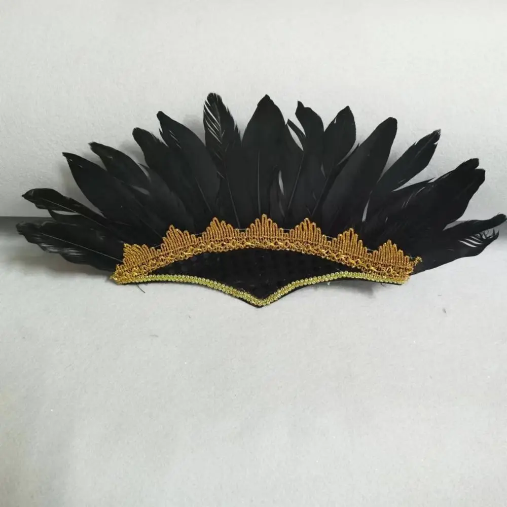 Adjustable Feather Headdress Head-mounted Colorful Chief Headdress Hair Band Retro Carnival Costume Headwear Masquerade