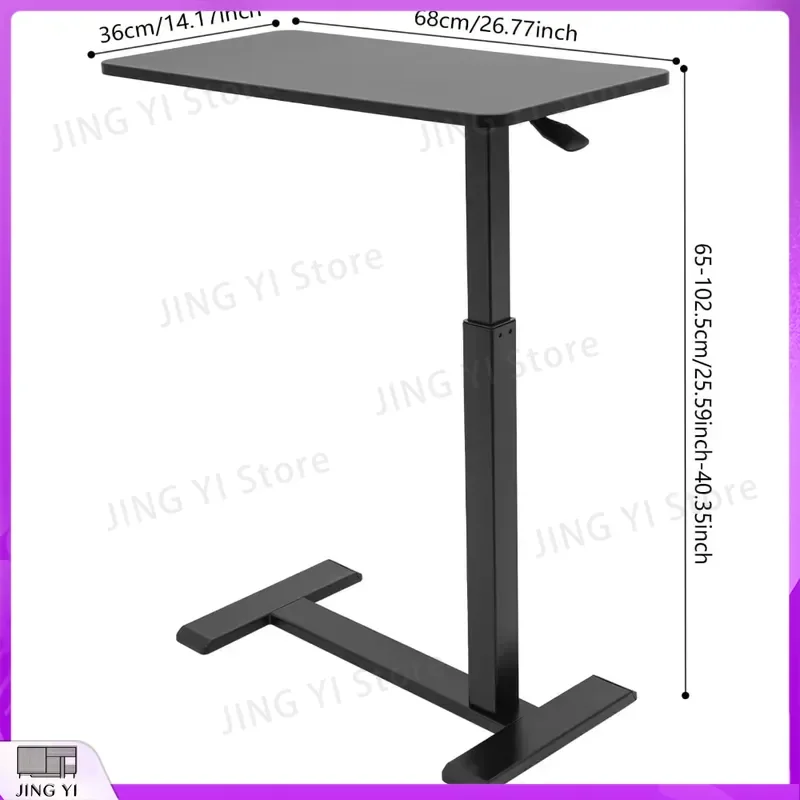 Adjustable Overbed Table with Wheels Pneumatic Height Adjustable Mobile Standing Desk for Laptop Computer Workstation Office