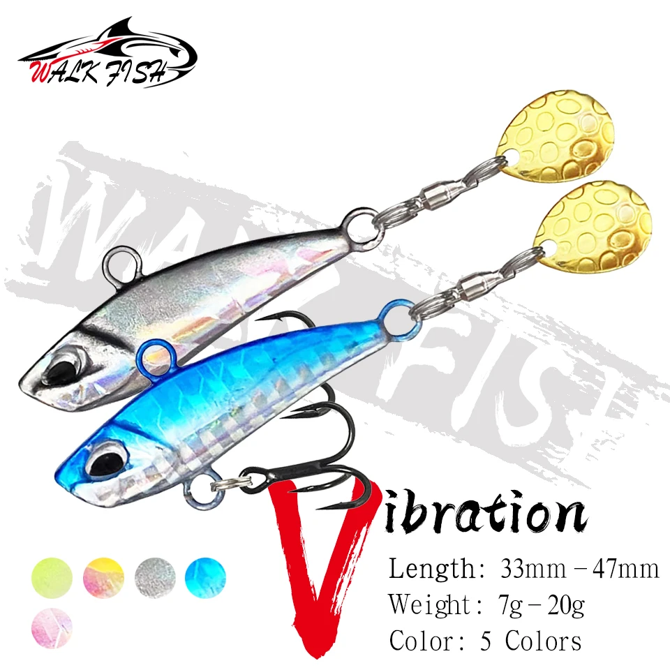 WALK FISH New Metal Mini VIB With Spoon Fishing Lure 7g 10g 15g 20g Crankbait Vibration Spinner Sinking Bait Fishing Tackle