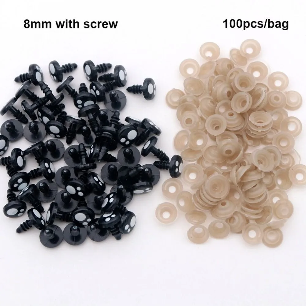 100pcs New 8-16mm Plastic Safety Eyes Black 2Styles Animal Puppet Crafts Cartoon Flash Eyes For White Bear