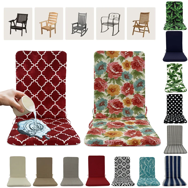 

45x108cm Thicken Bench Seat Cushion with Backrest Foam Filled Water Resistant Pad for Indoor Outdoor Rocking Chairs Long Bench