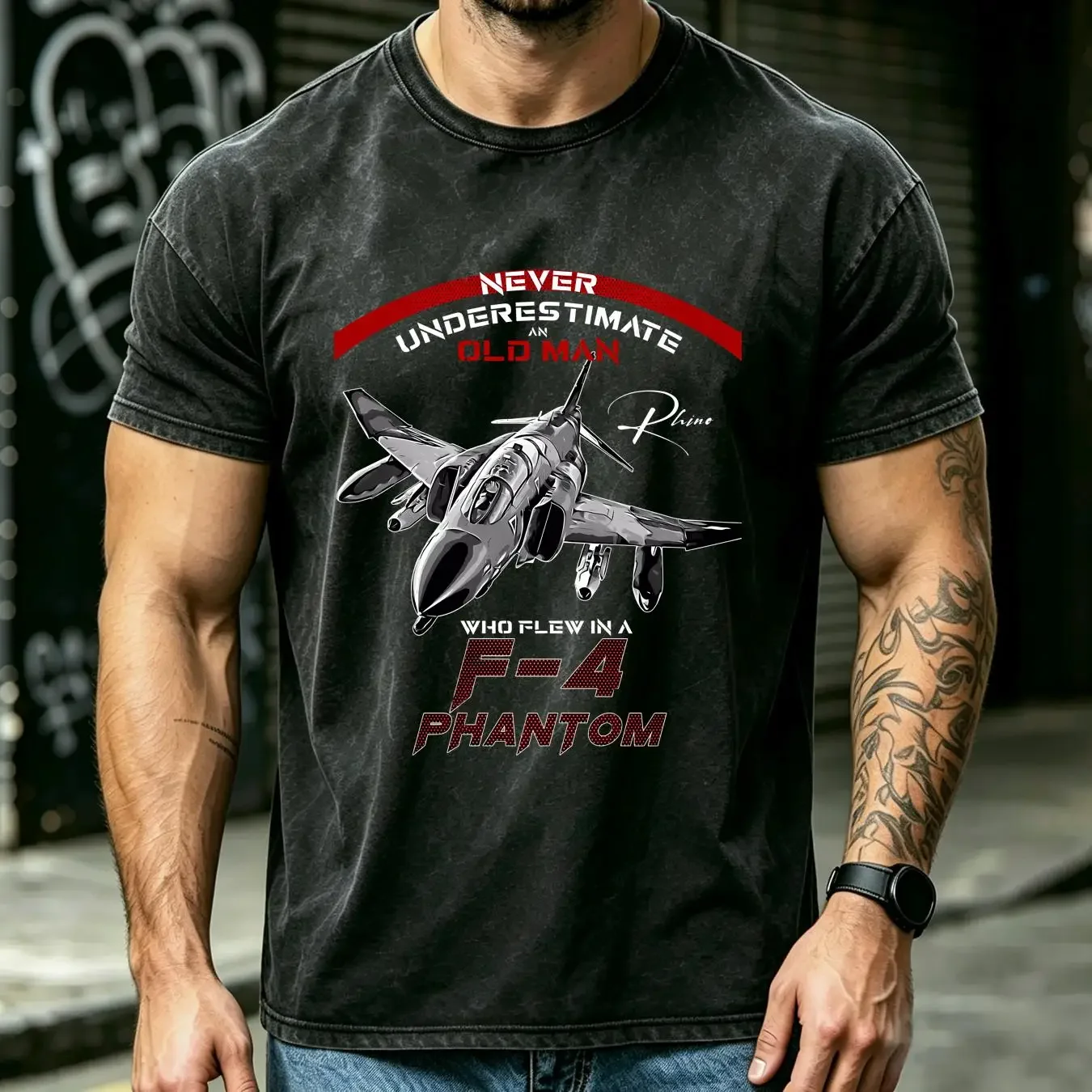 washed T Shirt F4 Phantom Never underestimate an old man who flew in a Classic vintage Washed Unisex graphic fashion Stretched