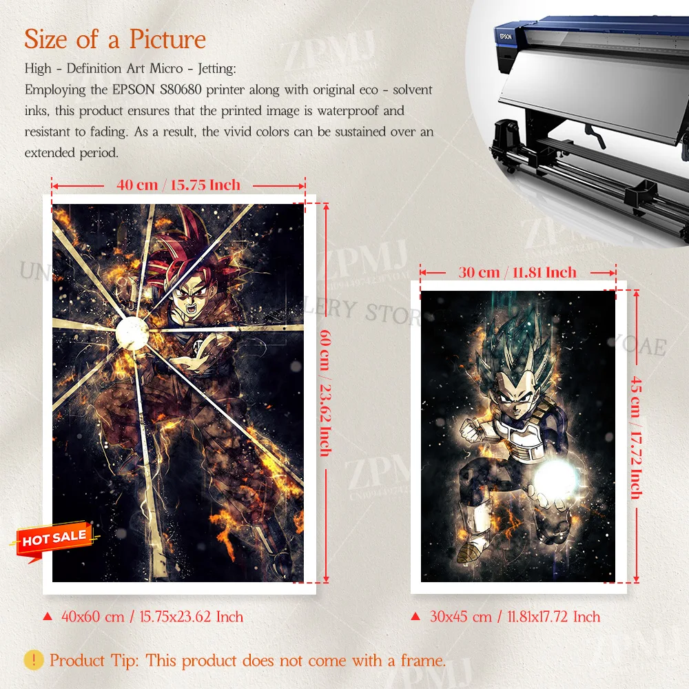 Japanische Anime Dragon Ball Leinwand Drucke Poster Son Goku Figuren Wand Kunstwerk Malerei Wohnzimmer Bilder Home Decor Kein Rahmen – Detail 3