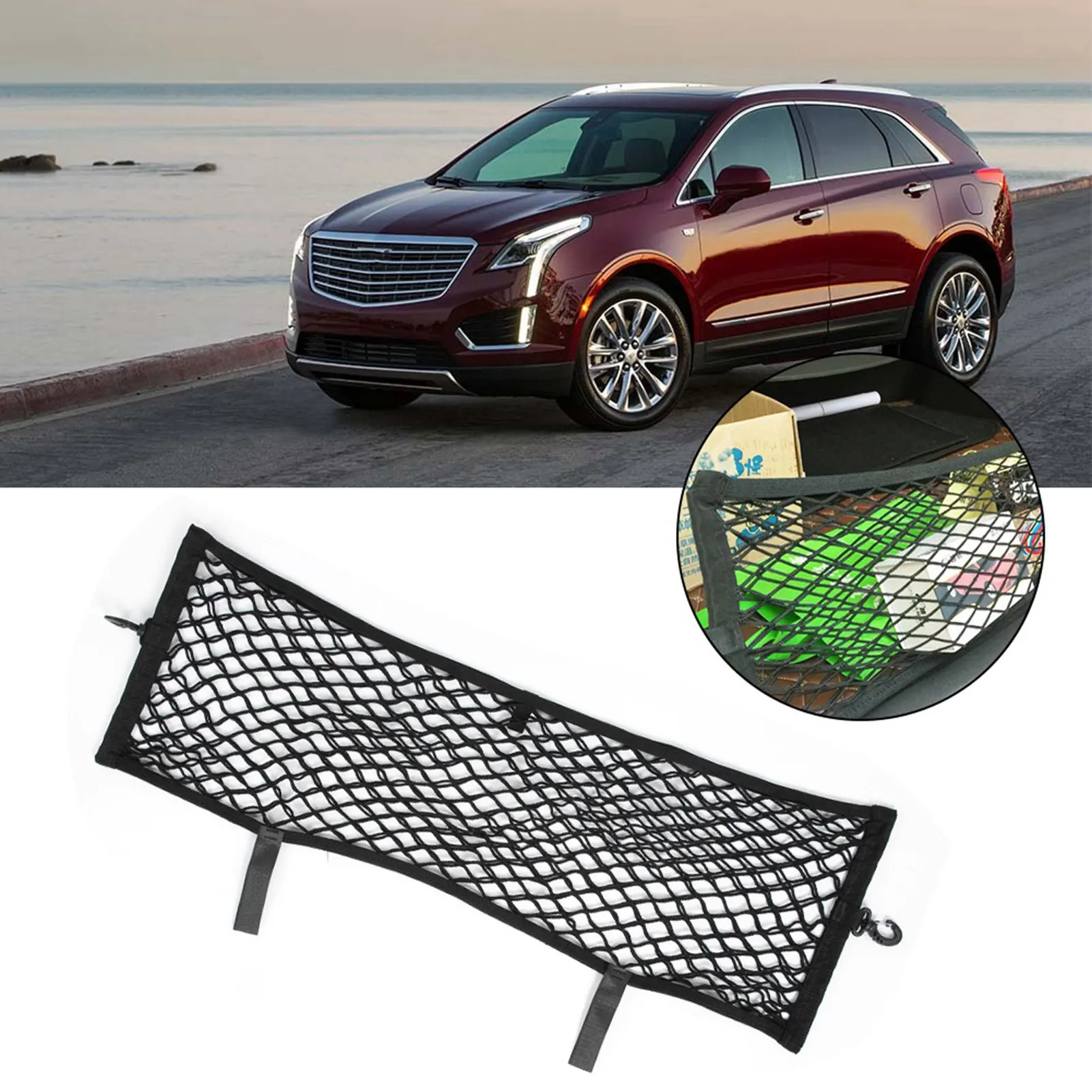 Car Boot Trunk Net Mesh Elastic Nylon Rear Back Cargo Trunk Storage Organizer Luggage Net Holder Car Accessories