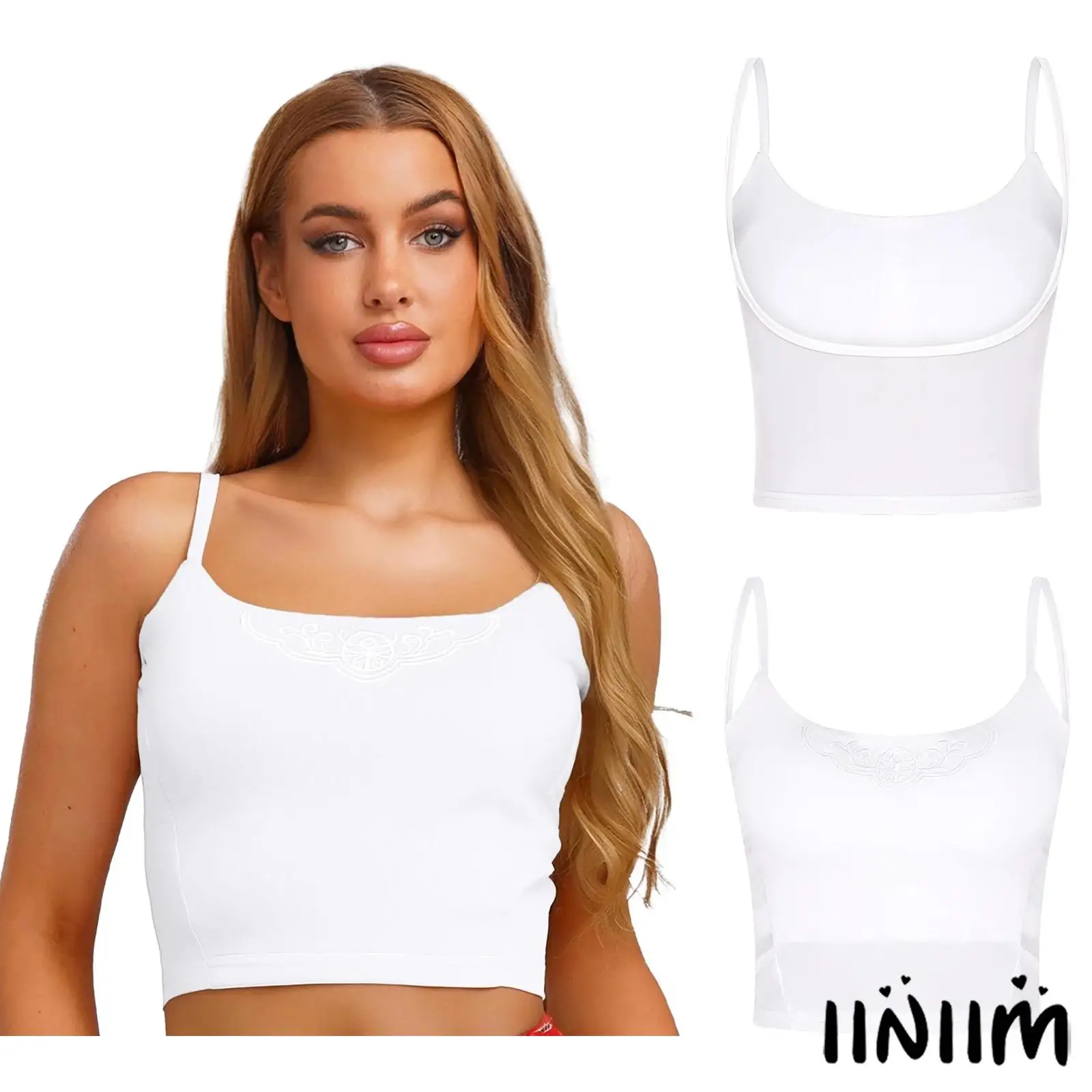 

Womens Classical Dance Vest Exquisite Embroidery Ballet Latin Dance Cropped Camisole Removable Pads Sling Top Dance Tank Top